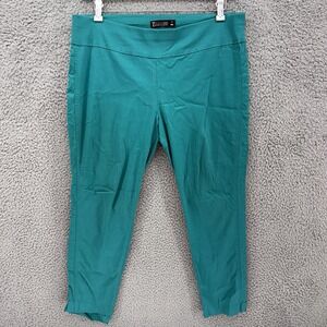7th Avenue Design Studio‎ Pants Women XL Teal Green Stretch Waist Mid Rise READ